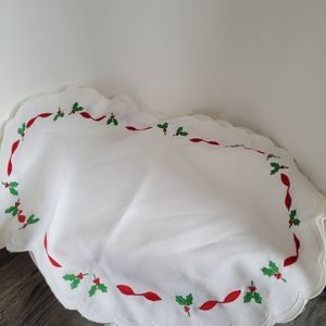 Linen Embroidered Christmas PlacematsSet of 2